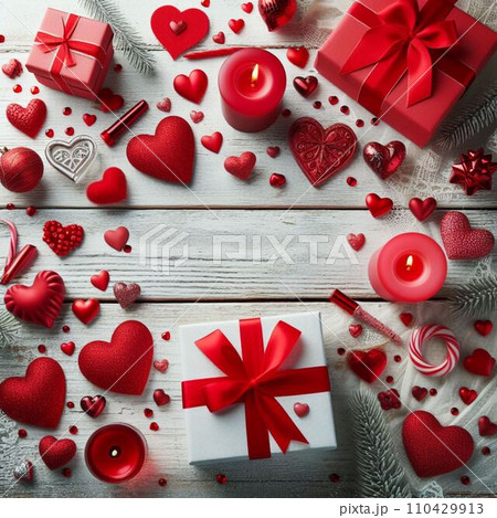 red heart on wooden background 110429913