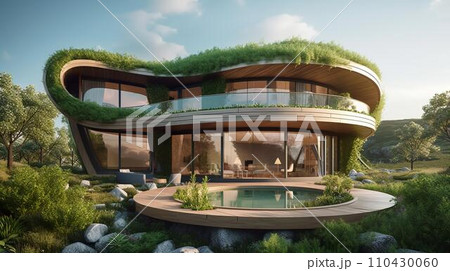 未来都市・都市緑化・自然共生・エコフレンドリーな家・外観・緑の家 110430060