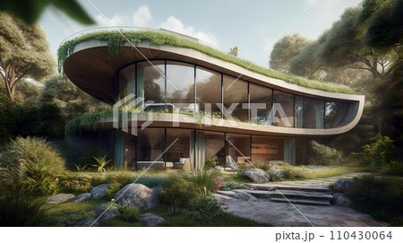 未来都市・都市緑化・自然共生・エコフレンドリーな家・外観・緑の家 110430064