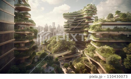 未来都市・都市緑化・自然共生・エコフレンドリーな家・外観・緑の家 未来都市・都市緑化・自然共生・エコフレンドリーな家・外観・緑の家 110430073