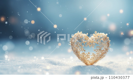 雪の結晶でできたハート　AI画像 110430377