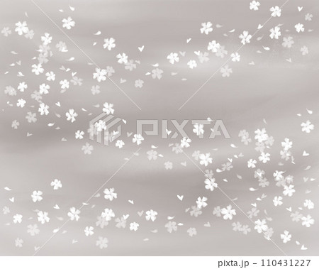 淡いセピア色の背景に浮かぶ桜の花の水彩イラスト 110431227