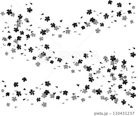桜のシルエットが舞う水彩背景イラスト 110431237