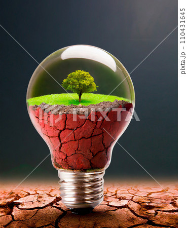環境破壊をイメージする電球 AI画像 AI生成画像 110431645