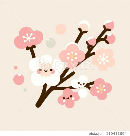 梅の花のかわいいイラスト 110431894