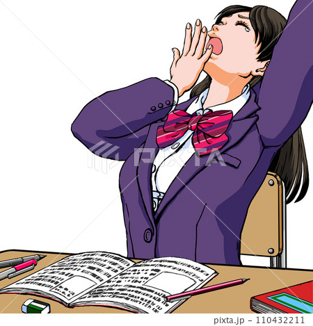 大学合格目指して受験勉強に励むも集中できない女子高生_ブレザー 大学合格目指して受験勉強に励むも集中できない女子高生_ブレザー 110432211