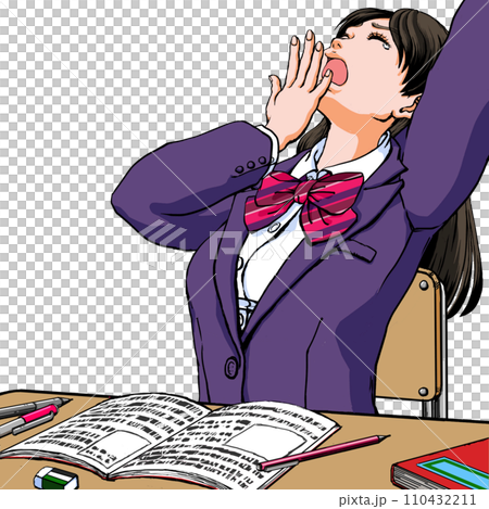 大学合格目指して受験勉強に励むも集中できない女子高生_ブレザー 大学合格目指して受験勉強に励むも集中できない女子高生_ブレザー 110432211