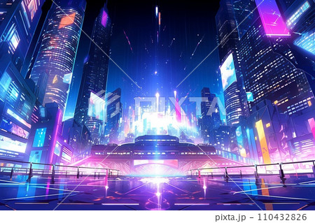 繊細芸術的サイバーパンクのイラスト背景 繊細芸術的サイバーパンクのイラスト背景 110432826