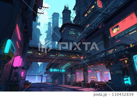 夜の街を走る車 110432839