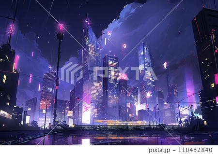 ライトアップされた摩天楼 ライトアップされた摩天楼 110432840