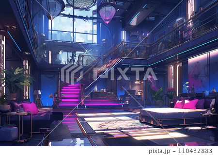 繊細芸術的サイバーパンクのイラスト背景 繊細芸術的サイバーパンクのイラスト背景 110432883