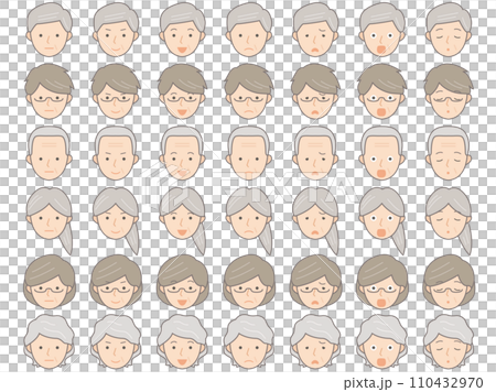 Senior icons with various expressions 110432970