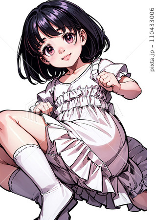 5歳くらいの女児のイラスト 110433006