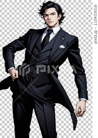 一位穿著西裝、表情嚴肅的商人的插圖 110433016