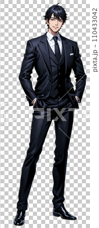 Full body illustration of a smiling businessman in a suit Full body illustration of a smiling businessman in a suit 110433042
