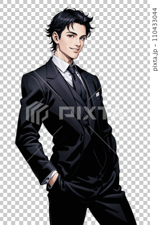 Illustration of a smiling man in a suit Illustration of a smiling man in a suit 110433044