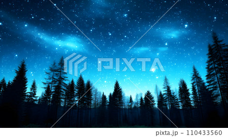 木々の間から見える星空 110433560