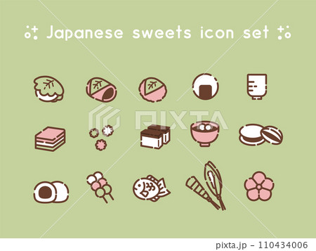 シンプルな和菓子のアイコンセット_b シンプルな和菓子のアイコンセット_b 110434006