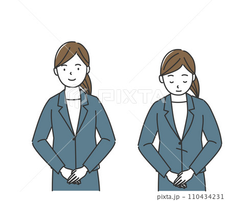 おじぎをするスーツ姿の女性 おじぎをするスーツ姿の女性 110434231