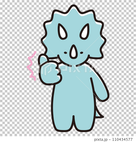Illustration of a baby triceratops taking an OK pose 110434577