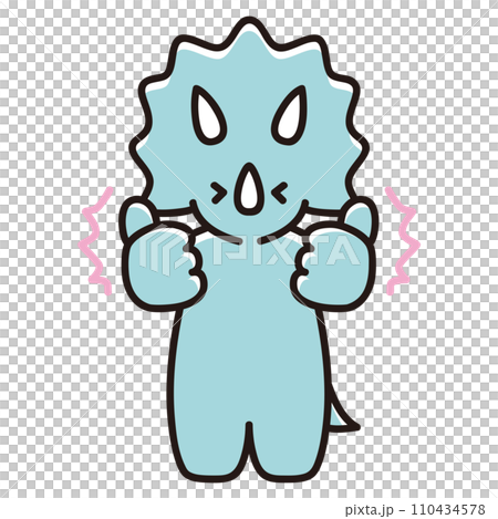 Illustration of a baby triceratops saying thumbs up with both hands 110434578