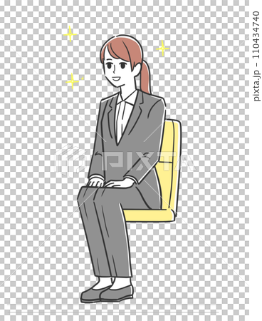 椅子に座って話す就活生 110434740