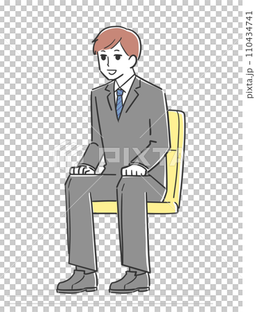 椅子に座って話す男性 110434741