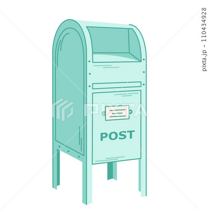 Retro green mailbox, post box for paper, letters and newspapers. 110434928