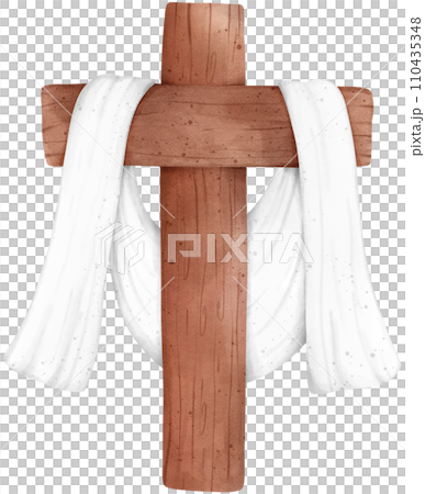 Jesus cross, Holy Week Catholic Tradition watercolor illustration 110435348