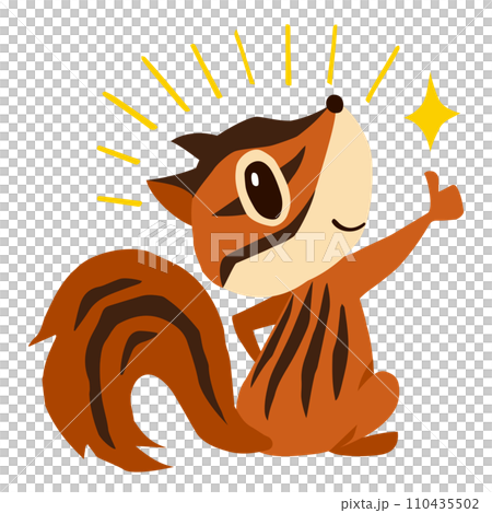 Hand-drawn cute chipmunk character 2 (like! pose) 110435502