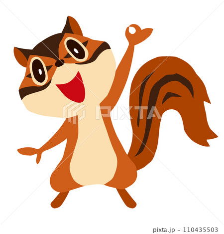 手描きのかわいいシマリスキャラクター3　(OKポーズ) 110435503