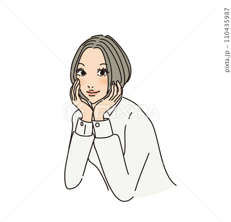 ボブヘアの大人っぽい女性上半身 110435987