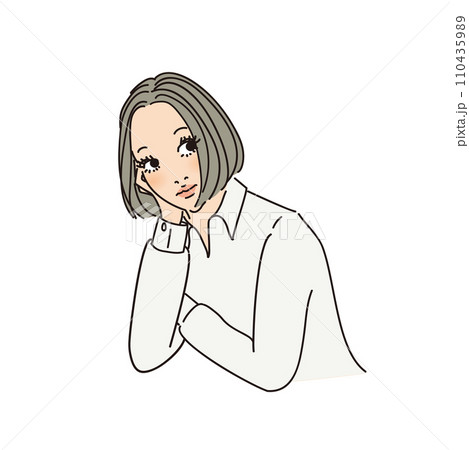 ボブヘアの大人っぽい女性上半身 110435989