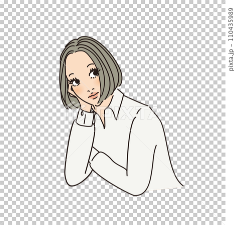 ボブヘアの大人っぽい女性上半身 110435989