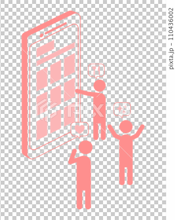 Illustration material of a person shopping online on a smartphone Illustration material of a person shopping online on a smartphone 110436002
