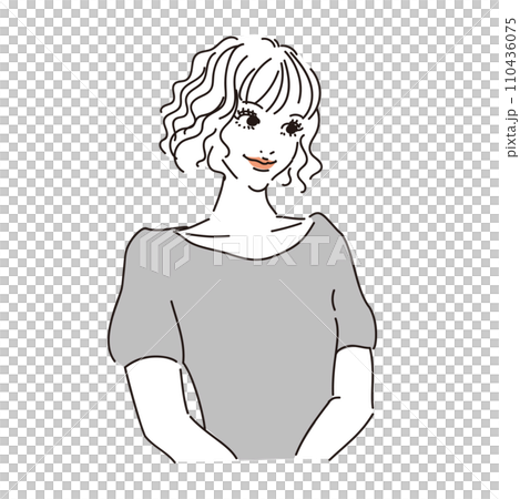Stylish female upper body with airy perm 110436075