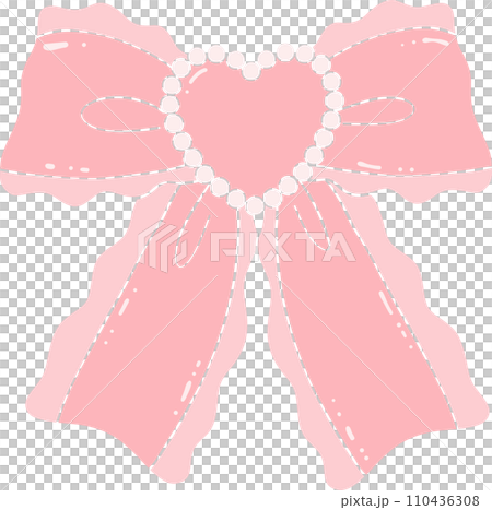 Coquette Aesthetic Ribbon Bow pink flat illustration 110436308