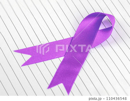 Breast cancer awareness ribbon on doctor table. Awareness month concept. Breast cancer awareness ribbon on doctor table. Awareness month concept. 110436548