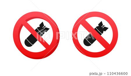 No Bomb Icon Set Vector Illustration for Prohibited and Restricted Areas Signage No Bomb Icon Set Vector Illustration for Prohibited and Restricted Areas Signage 110436600
