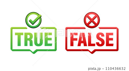 True and False Icons Set Vector Illustration for Fact Checking and Verification Concept 110436632
