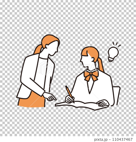 High school girl receiving individual instruction from a female instructor 110437467