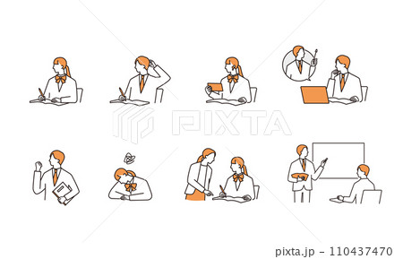 学習する制服の学生とサポートする講師たち 110437470