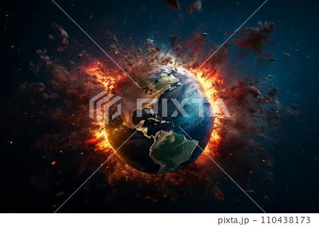 Earth in burns as Global catastrophe, Hell. War on Earth as Climate Change. 110438173