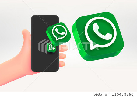 Sending messages via Whatsapp with modern mobile phone. Vector 3d editorial illustration. TURKEY, FETHIYE, December 26, 2023 110438560