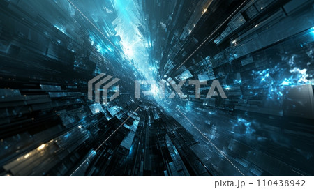 AI-generated content. Futuristic technology innovation 3D background. AI 110438942