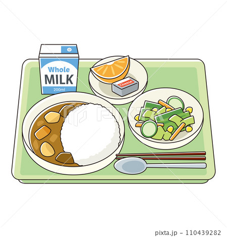 学校給食 (カレーとサラダの献立) 学校給食 (カレーとサラダの献立) 110439282