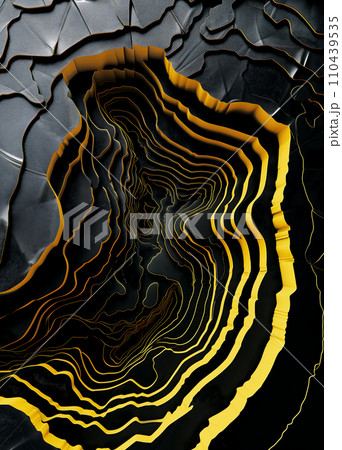 Gold on black marble, paper cut style 110439535