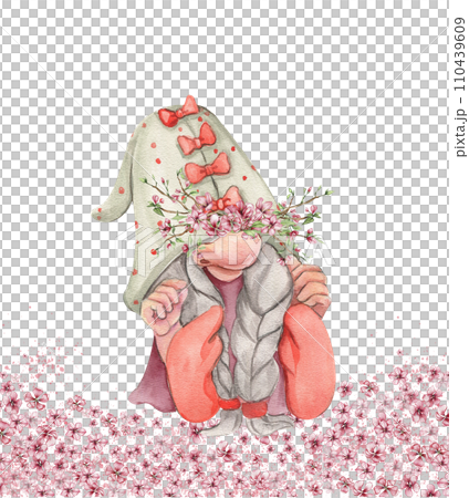 Composition with Valentines Nordic gnomes, Scandinavian gnomes and flowers. Cute valentine's day postcard. Watercolor elements for birthday,cake, holiday celebration design, greetings card,invitation. Composition with Valentines Nordic gnomes, Scandinavian gnomes and flowers. Cute valentine's day postcard. Watercolor elements for birthday,cake, holiday celebration design, greetings card,invitation. 110439609