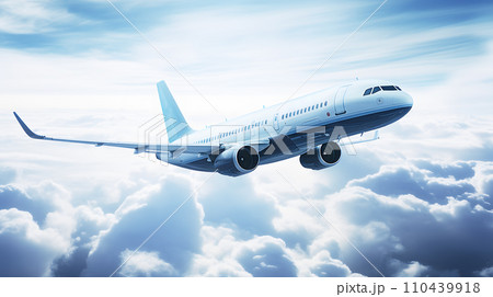 上空の飛行機のイラスト 110439918