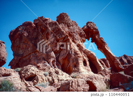 Natural landscape of limestone and sandstone rock formations inside a national parks in utah and arizona in north america in summer 110440051